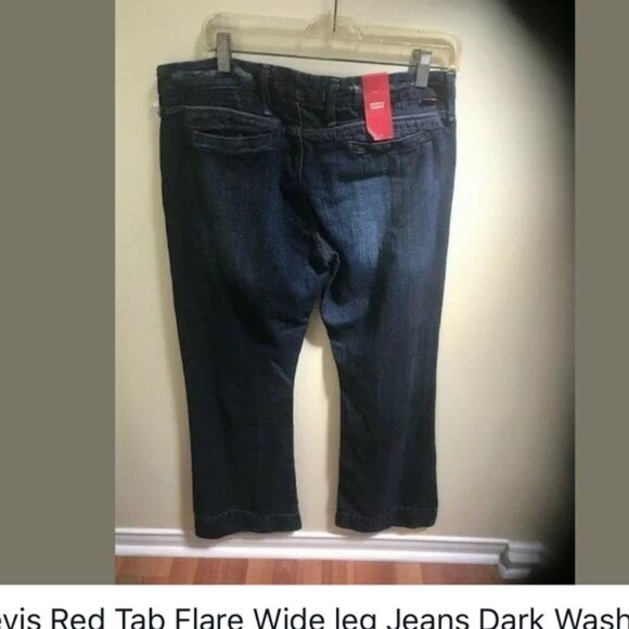LEVI'S NEW Red Tab Flare Wide Leg Jeans Dark Denim Pockets Mid Rise Zip Wide 10 - Picture 3 of 9